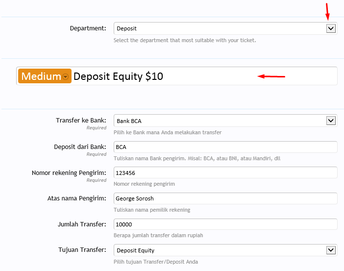 Deposit transfer